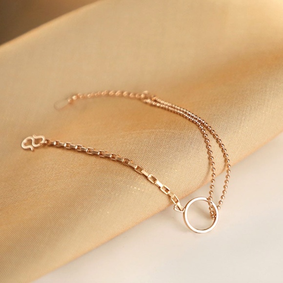 S925 Minimalist Gold Circle Bracelet - Picture 2 of 9